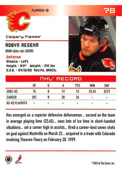 2003-04 In The Game Action #78 Robyn Regehr Back