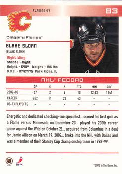 2003-04 In The Game Action #83 Blake Sloan Back