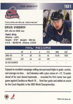 2003-04 In The Game Action #181 David Vyborny Back