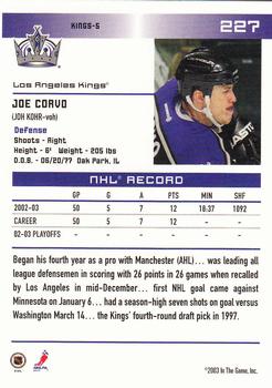 2003-04 In The Game Action #227 Joe Corvo Back