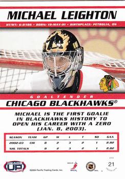 2003-04 Pacific Heads Up #21 Michael Leighton Back