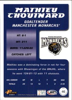 2003-04 Pacific Prospects AHL #46 Mathieu Chouinard Back