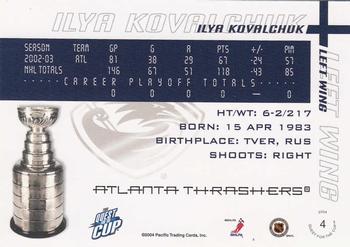 2003-04 Pacific Quest for the Cup #4 Ilya Kovalchuk Back