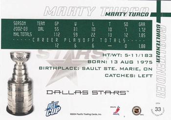 2003-04 Pacific Quest for the Cup #33 Marty Turco Back
