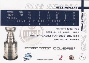 2003-04 Pacific Quest for the Cup #42 Ales Hemsky Back