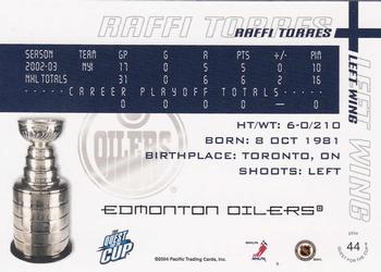 2003-04 Pacific Quest for the Cup #44 Raffi Torres Back