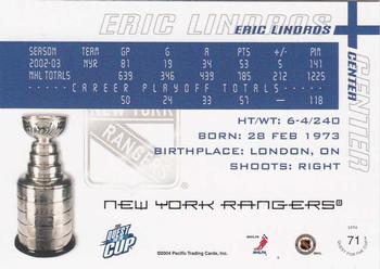 2003-04 Pacific Quest for the Cup #71 Eric Lindros Back