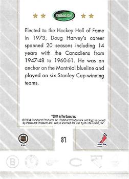 2003-04 Parkhurst Original Six Montreal #87 Doug Harvey Back
