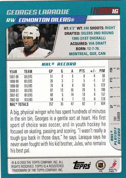 2003-04 Topps #16 Georges Laraque Back