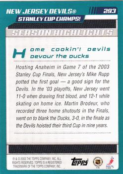 2003-04 Topps #293 New Jersey Devils Back