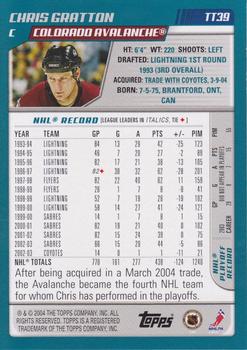 2003-04 Topps Traded & Rookies #TT39 Chris Gratton Back