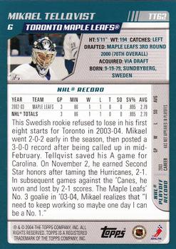 2003-04 Topps Traded & Rookies #TT62 Mikael Tellqvist Back