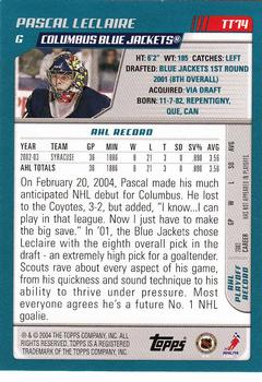 2003-04 Topps Traded & Rookies #TT74 Pascal Leclaire Back