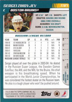 2003-04 Topps Traded & Rookies #TT87 Sergei Zinovjev Back
