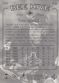 2003-04 Upper Deck Beehive #195 Todd Bertuzzi Back