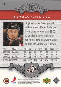 2003-04 Upper Deck Classic Portraits #9 Miroslav Satan Back