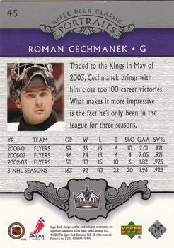 2003-04 Upper Deck Classic Portraits #45 Roman Cechmanek Back