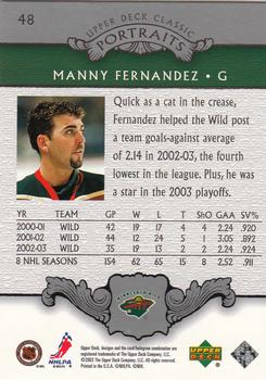 2003-04 Upper Deck Classic Portraits #48 Manny Fernandez Back