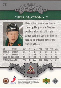 2003-04 Upper Deck Classic Portraits #75 Chris Gratton Back