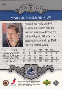 2003-04 Upper Deck Classic Portraits #95 Markus Naslund Back