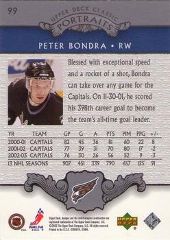 2003-04 Upper Deck Classic Portraits #99 Peter Bondra Back