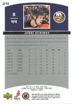 2003-04 Upper Deck MVP #271 Janne Niinimaa Back