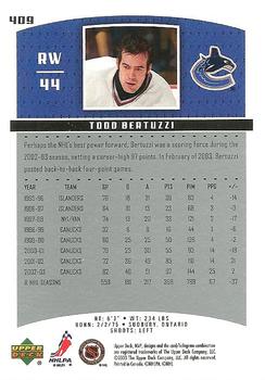 2003-04 Upper Deck MVP #409 Todd Bertuzzi Back