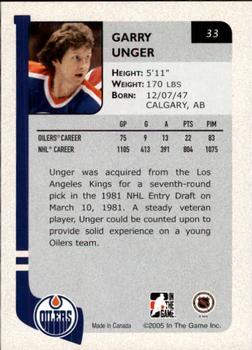 2004-05 In The Game Franchises Canadian #33 Garry Unger Back