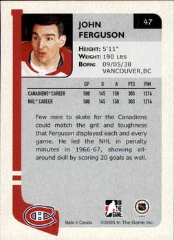 2004-05 In The Game Franchises Canadian #47 John Ferguson Back