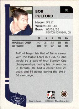 2004-05 In The Game Franchises Canadian #91 Bob Pulford Back