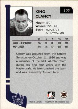 2004-05 In The Game Franchises Canadian #105 King Clancy Back
