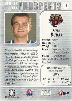 2004-05 In The Game Heroes and Prospects #11 Peter Budaj Back