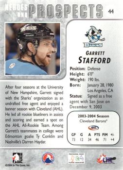 2004-05 In The Game Heroes and Prospects #44 Garrett Stafford Back