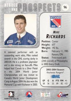 2004-05 In The Game Heroes and Prospects #96 Mike Richards Back