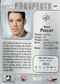 2004-05 In The Game Heroes and Prospects #209 Benoit Pouliot Back