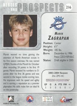 2004-05 In The Game Heroes and Prospects #216 Marek Zagrapan Back