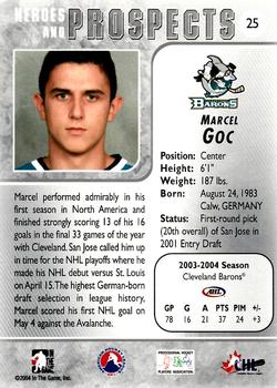 2004-05 In The Game Heroes and Prospects #25 Marcel Goc Back