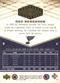2004-05 UD Legendary Signatures #67 Red Berenson Back