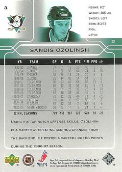 2004-05 Upper Deck #3 Sandis Ozolinsh Back