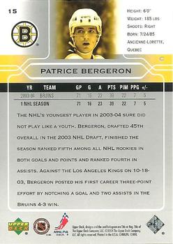 2004-05 Upper Deck #15 Patrice Bergeron Back