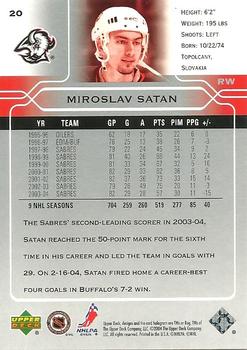 2004-05 Upper Deck #20 Miroslav Satan Back