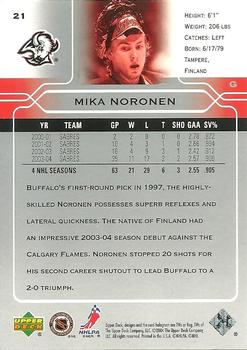 2004-05 Upper Deck #21 Mika Noronen Back