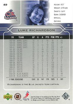 2004-05 Upper Deck #49 Luke Richardson Back