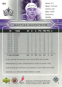 2004-05 Upper Deck #83 Mattias Norstrom Back