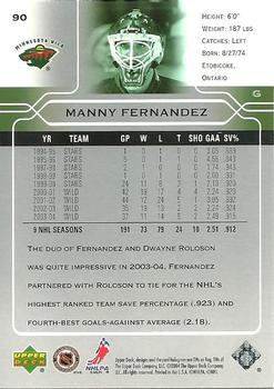 2004-05 Upper Deck #90 Manny Fernandez Back