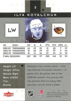 2005-06 Fleer Hot Prospects #5 Ilya Kovalchuk Back