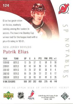 2005-06 SP Authentic #124 Patrik Elias Back