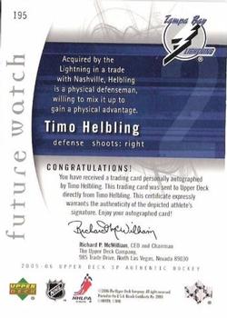 2005-06 SP Authentic #195 Timo Helbling Back