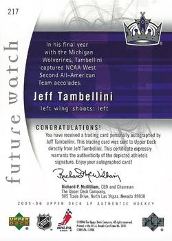 2005-06 SP Authentic #217 Jeff Tambellini Back