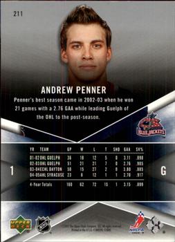 2005-06 SPx #211 Andrew Penner Back